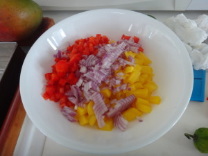 mango, pepper, onion